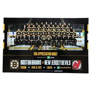 Boston Bruins v New Jersey Devils 4/15/25 Gameday Roster Poster ft. Team Photo